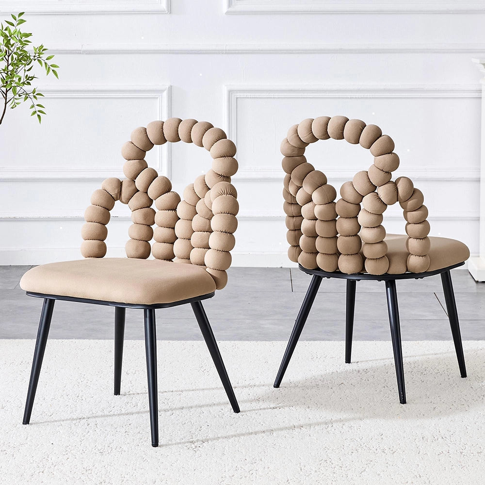 Set 2 sedie da pranzo - Xylo - velluto camel gambe nere