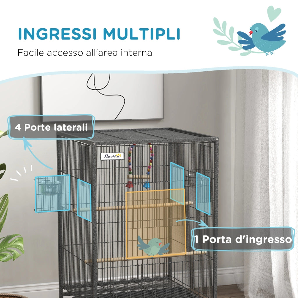 Gabbia per Uccelli ¨C Minimal ¨C Grigio 48x46x78 cm