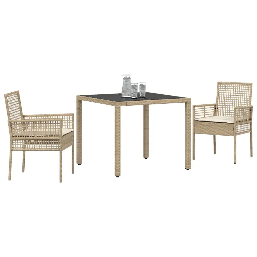 Set da Pranzo per Giardino 3 pz | Set Salotto da Giardino Beige polyrattan