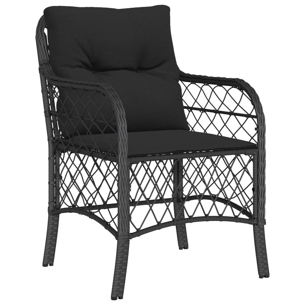 Set da Pranzo da Giardino 5 pz Nero con Cuscini in Polyrattan 3212098