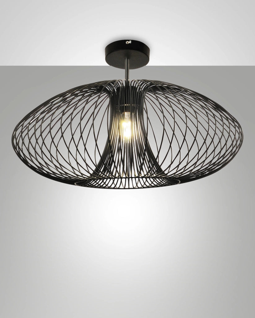 Plafoniera Fassa Ø60cm in metallo colore Nero, attacco E27 40W, design moderno ed elegante per illuminazione d'interni, IP20 - Fassa