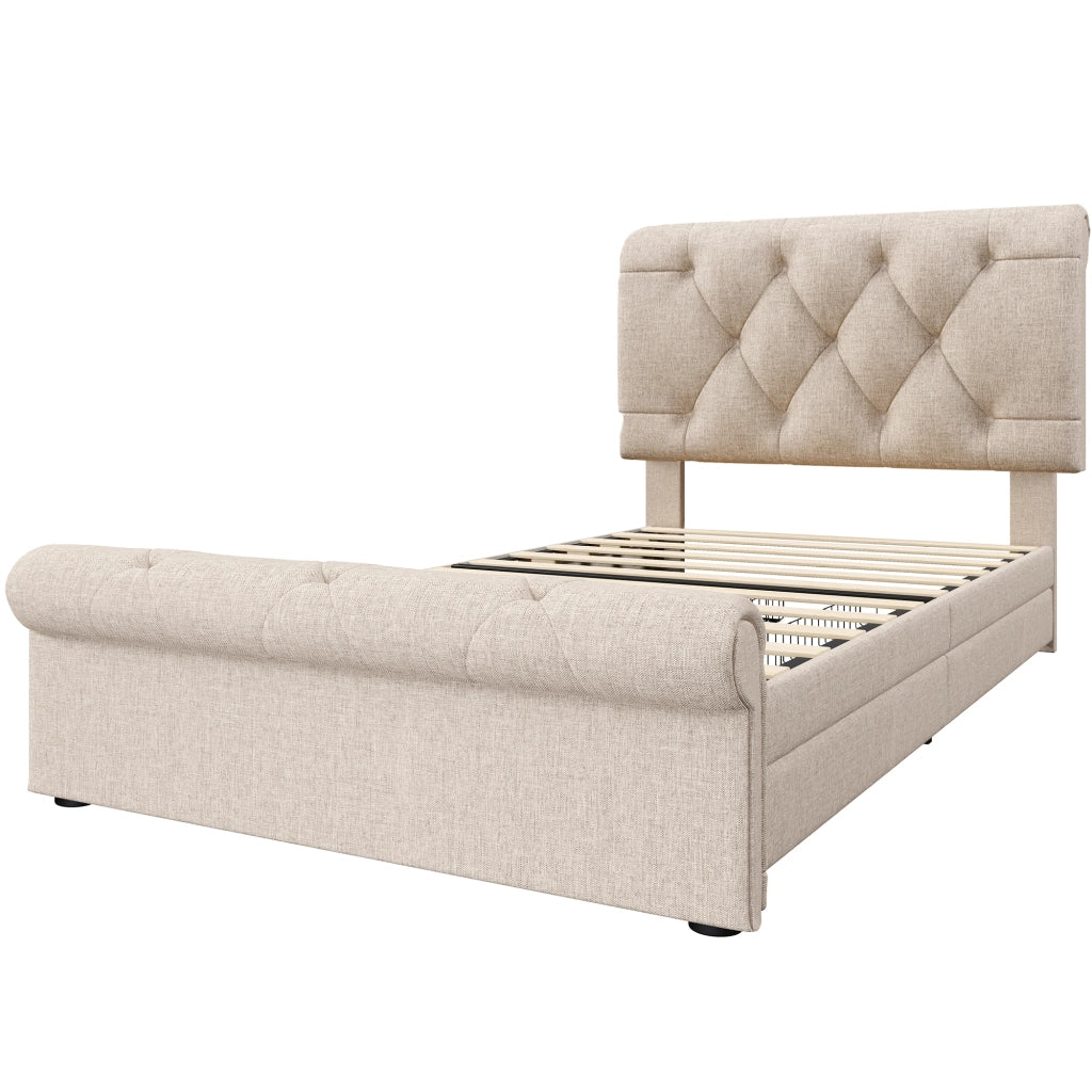 letto imbottito metallo e legno naturale 90 x 200 cm