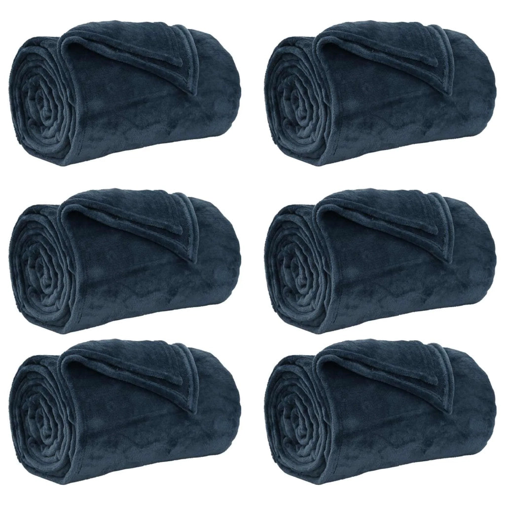 Coperte da Pile 6 pz Blu navy 240 x 270 cm Panno
