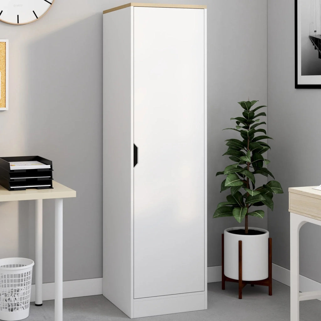 IDMarket - NOUK Mobile contenitore a 1 anta con ripiani in legno e bianco