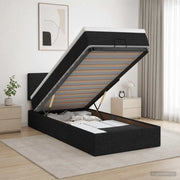 Letto Ottomano con Materasso e LED Nero 90 x 200 cm Tessuto 3456879