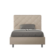 BS COM Letto una piazza e mezza senza rete imbottito 130x190 similpelle tortora