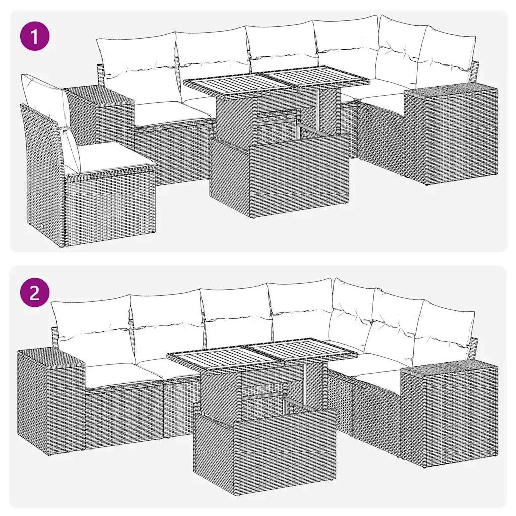 Set Divani da Giardino con Cuscini 7pz Nero Polyrattan 3327382