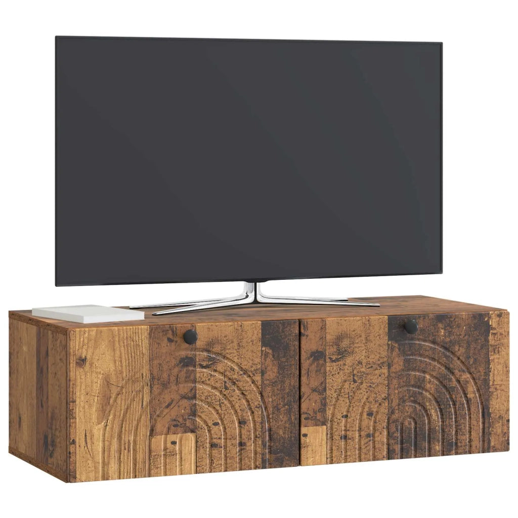 Mobile Porta TV da Muro-Credenza per TV sospesa Legno antico 99 x 41 x 30 cm