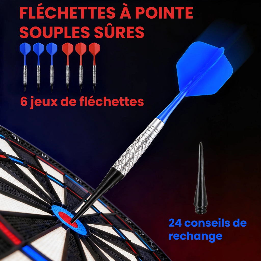Gioco di freccette elettronico con punte morbide ¨C zephmum ¨C 2 schermi LED, 33 giochi, 8 giocatori