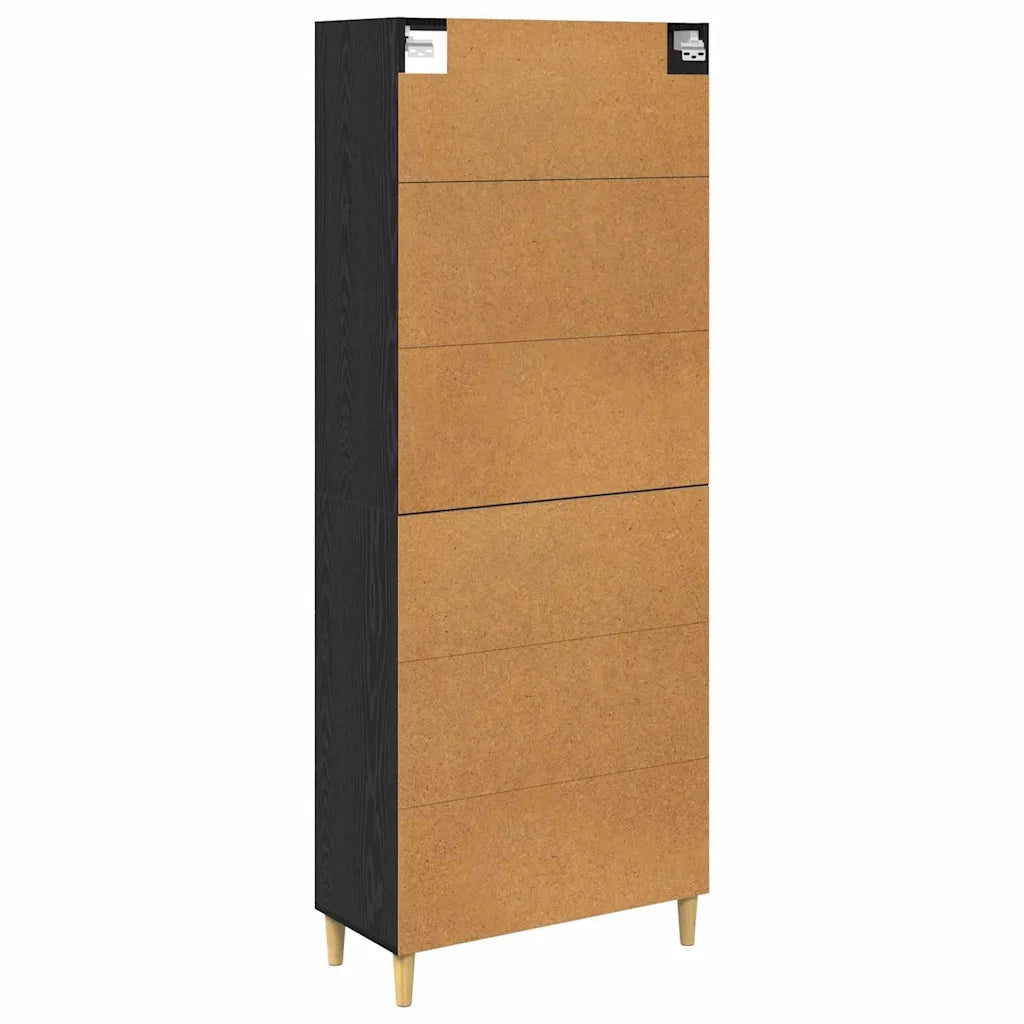 Credenza-Buffet-Armadio da cucina Rovere Nero 69,5 x 32,5 x 180 cm Legno multistrato 878169