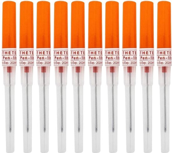 Aghi per piercing 14G - 10 pezzi - Acciaio inossidabile - Per naso/orecchio/navello - Aghi per piercing affilati - Lunghezza totale 11 cm