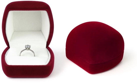 Box di Proposta in Velluto - 6 x 6,5 cm - Box di Matrimonio in Legno