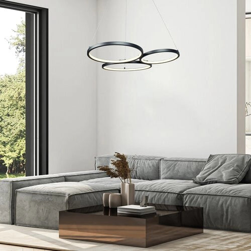 Lampadario LED nero moderno 3 anelli 38W Rabalux Formand