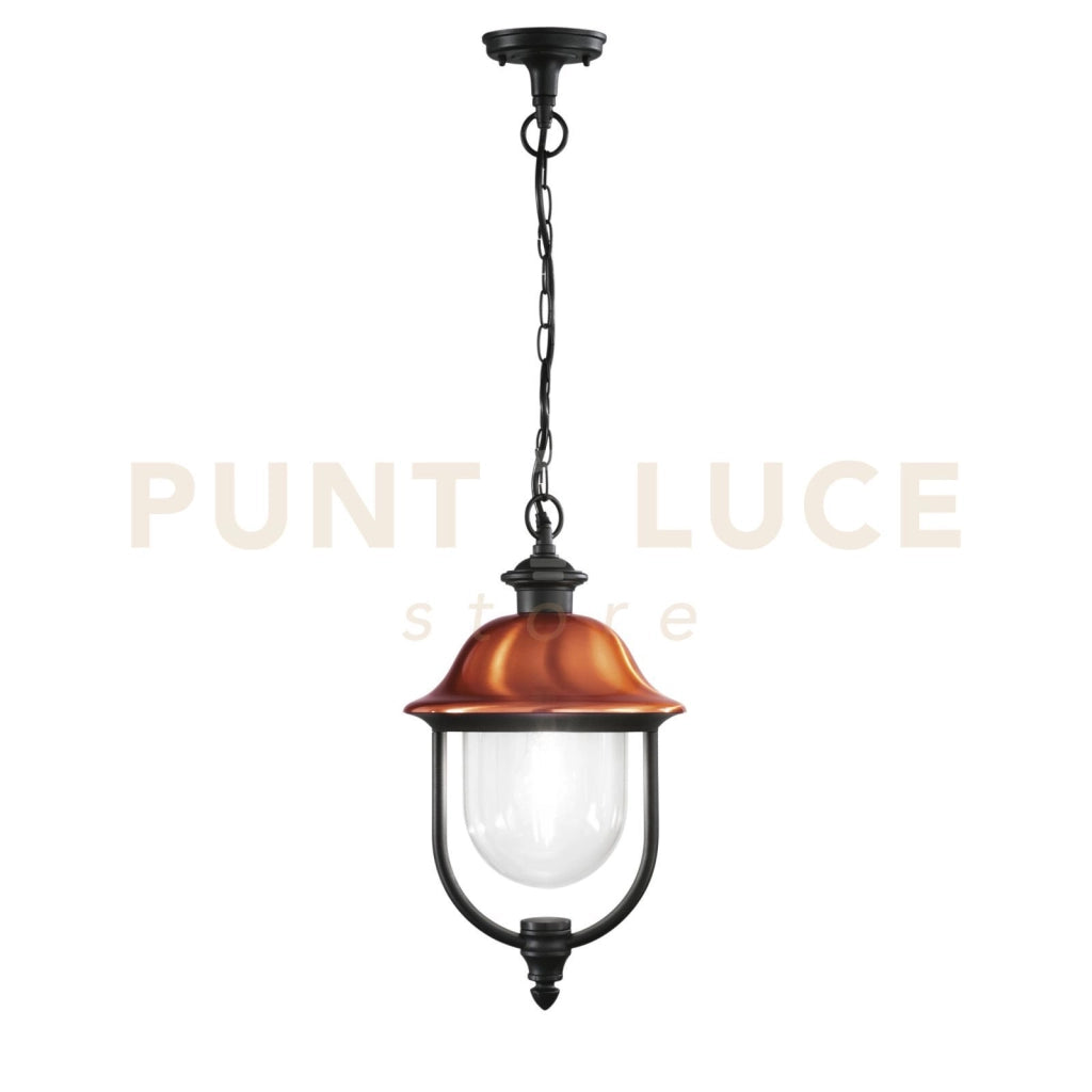 SOSPENSIONE VENEZIA NERA E RAME 1 LUCE ATTACCO E27 IP44 25X110CM