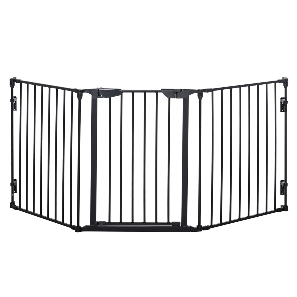Barriera per Cani Pieghevole 3 Pannelli ¨C Minimal ¨C Nero 180x74,5 cm
