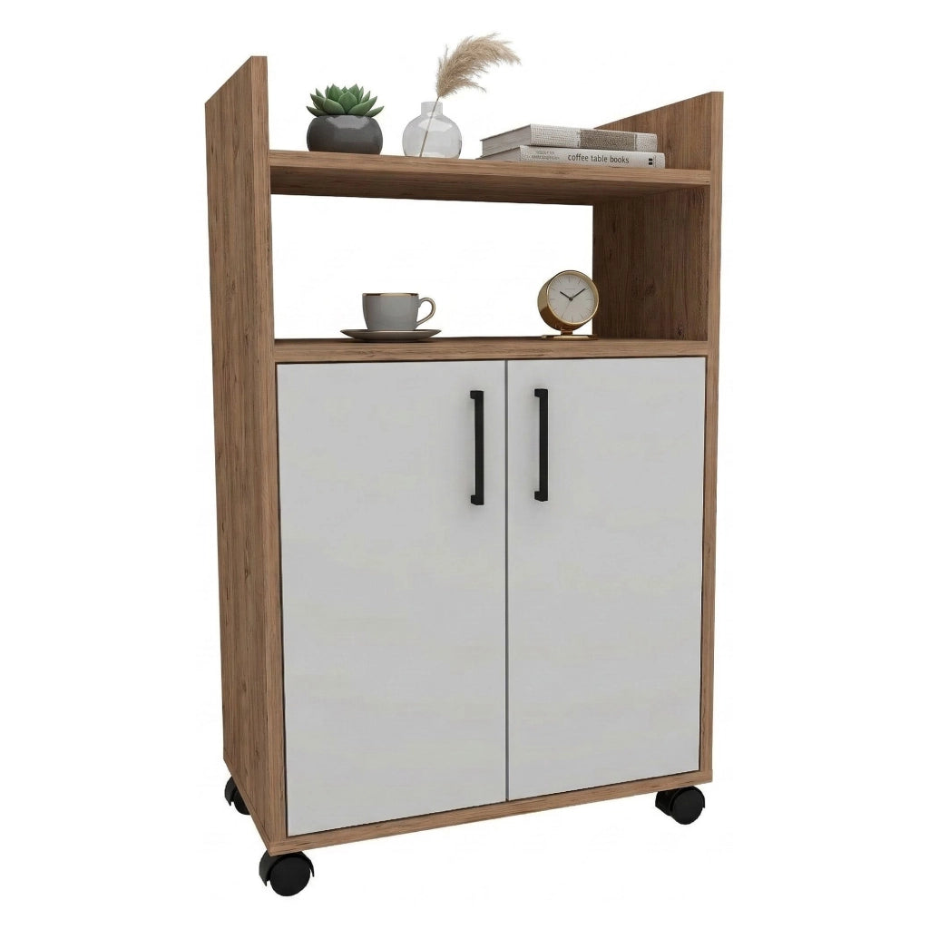 Marzi, Armadio Multiuso 2 Ante 4 Ripiani, 60x97h cm Marrone Rovere