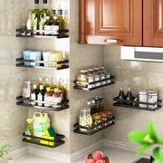 Kruidenrek senza fori - Griglia cucina nera con ganci - 2 livelli