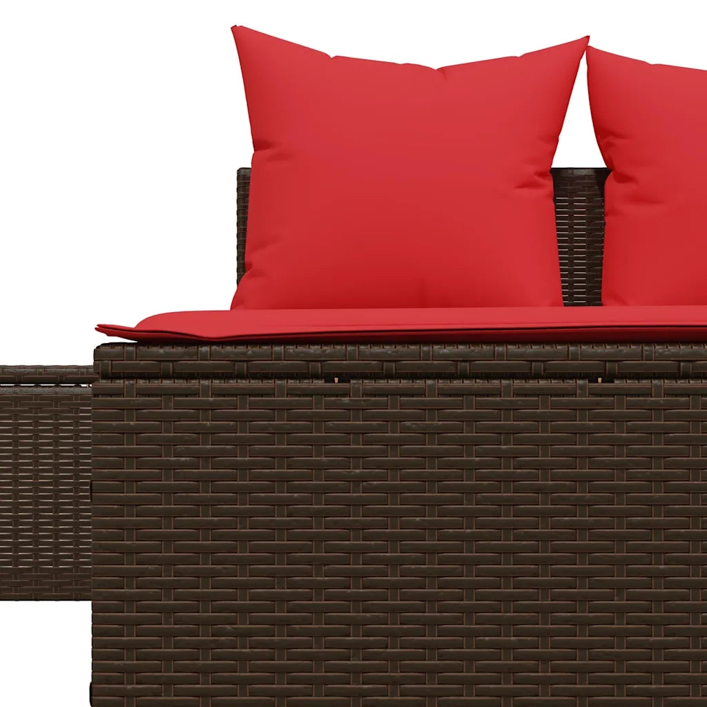 Lettino prendisole doppio con Cuscini in Polyrattan Marrone 368395