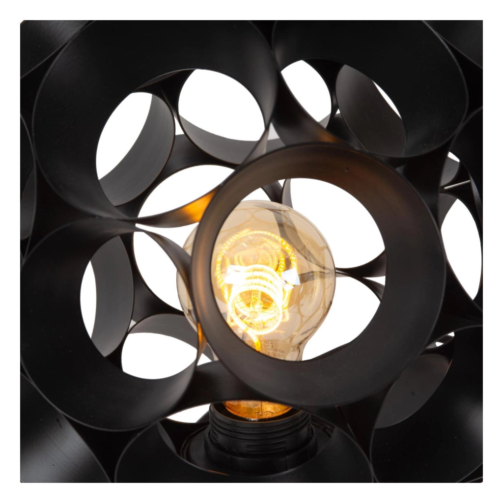 Lampada da tavolo art déco nera E27 Lucide Hannelore