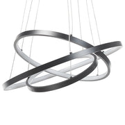 Lampada a Sospensione Moderna Illuminazione Integrata LED 3 Anelli Tondi Nero