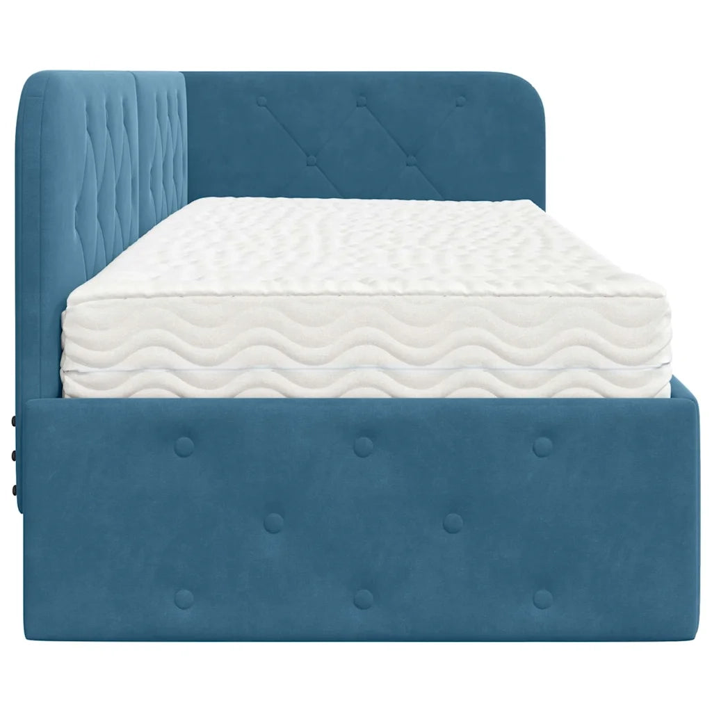 Cornice del letto ad angolo Blu 80 x 200 cm Velluto 3394061