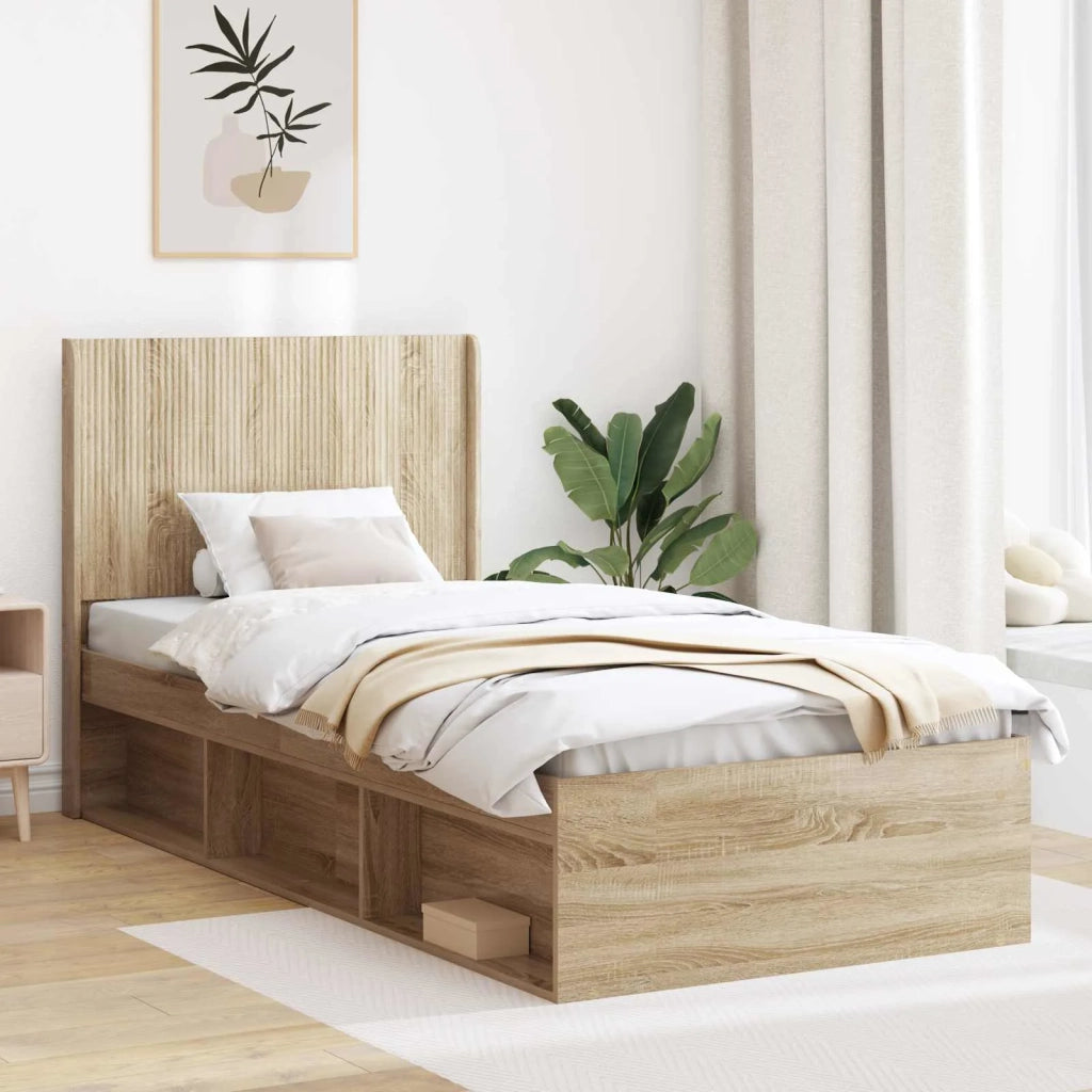 Letto da camera | Struttura del letto con stoccaggio e testata 3 pcs