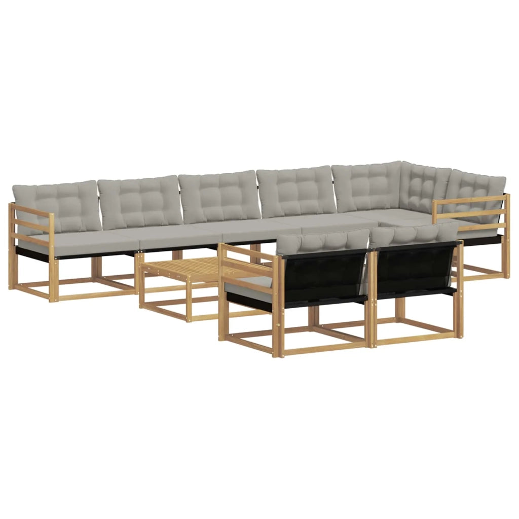 Set di divani da esterno 9 pz Bianco e Grigio Chiaro 3388817