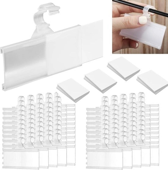 Etichetta support in plastica trasparente - 50 pezzi - riutilizzabile - supporto prezzo - houder per etichetta in supermercati