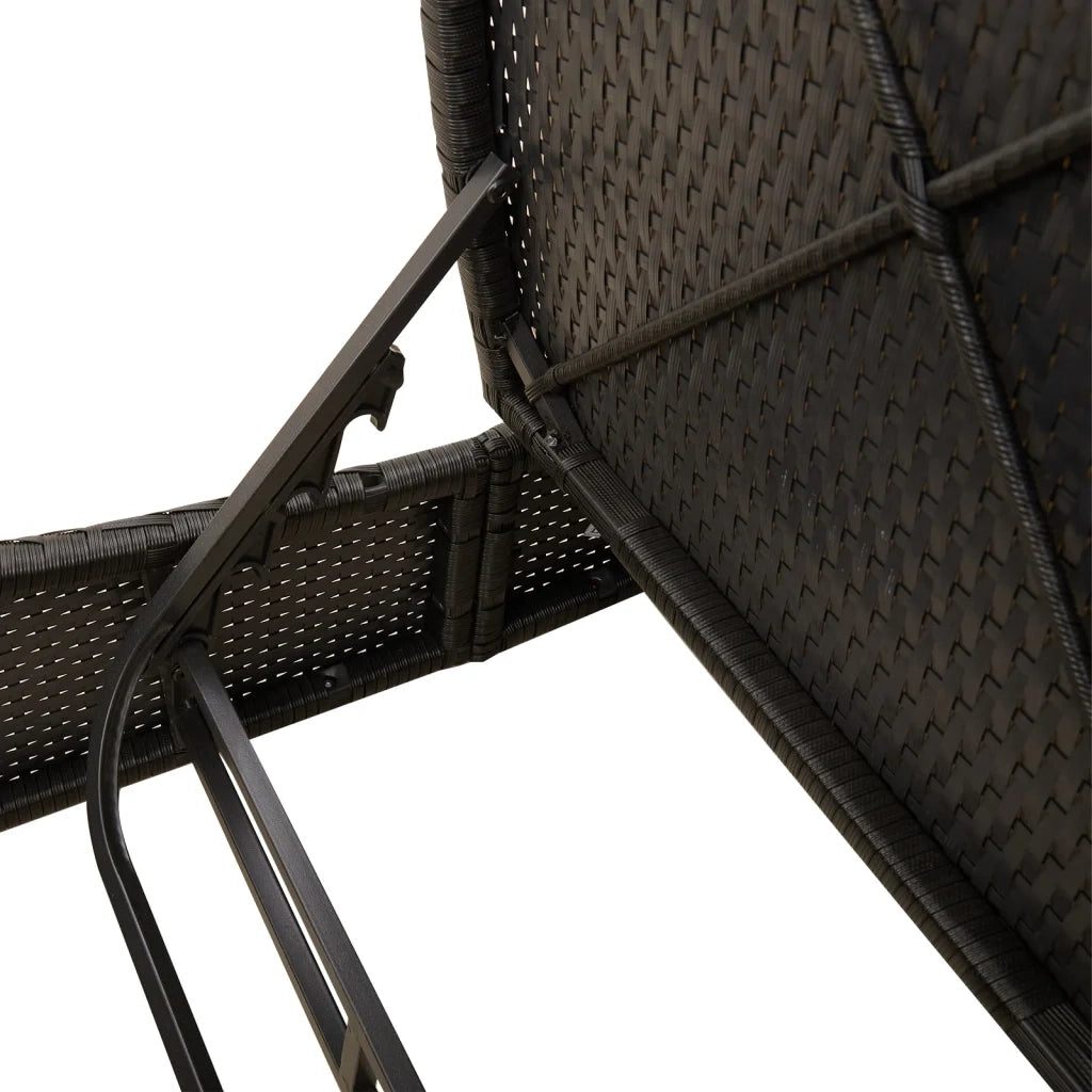 Lettino Prendisole Doppio con Cuscini Nero in Polyrattan 368090