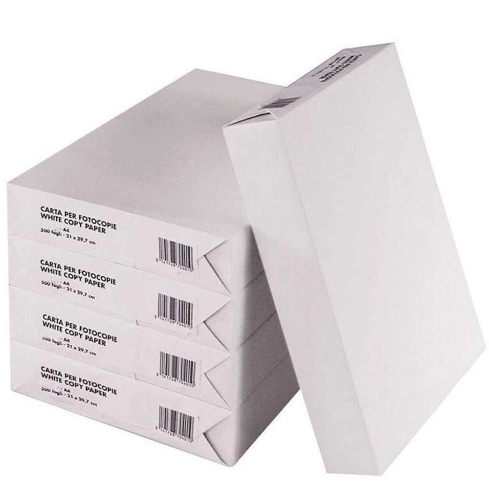 Trade Shop - 2500 Fogli Carta Bianca Formato A4 Per Fotocopiatrice Stampante Ufficio 5 Risme -