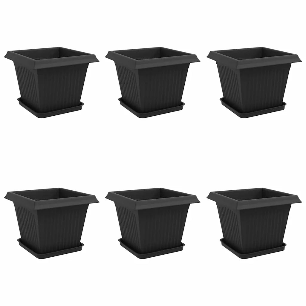 Vasi per Piante 6 pcs Nero 33 x 33 x 26 cm Plastica 3403301
