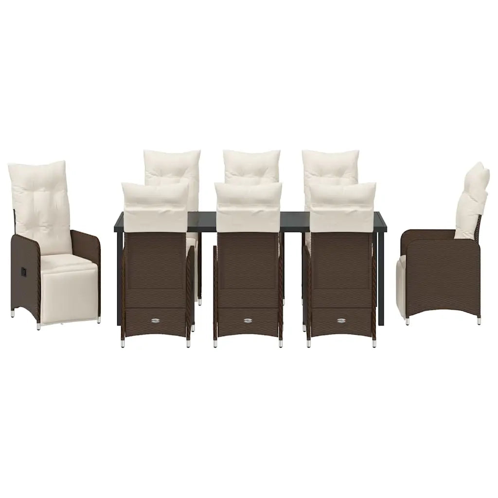 Set da Pranzo per Giardino con cuscino 9 pcs Marrone polyrattan 3379673