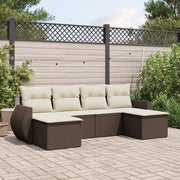 Set Divano da Giardino 6 pz con Cuscini Marrone in Polyrattan 3254060