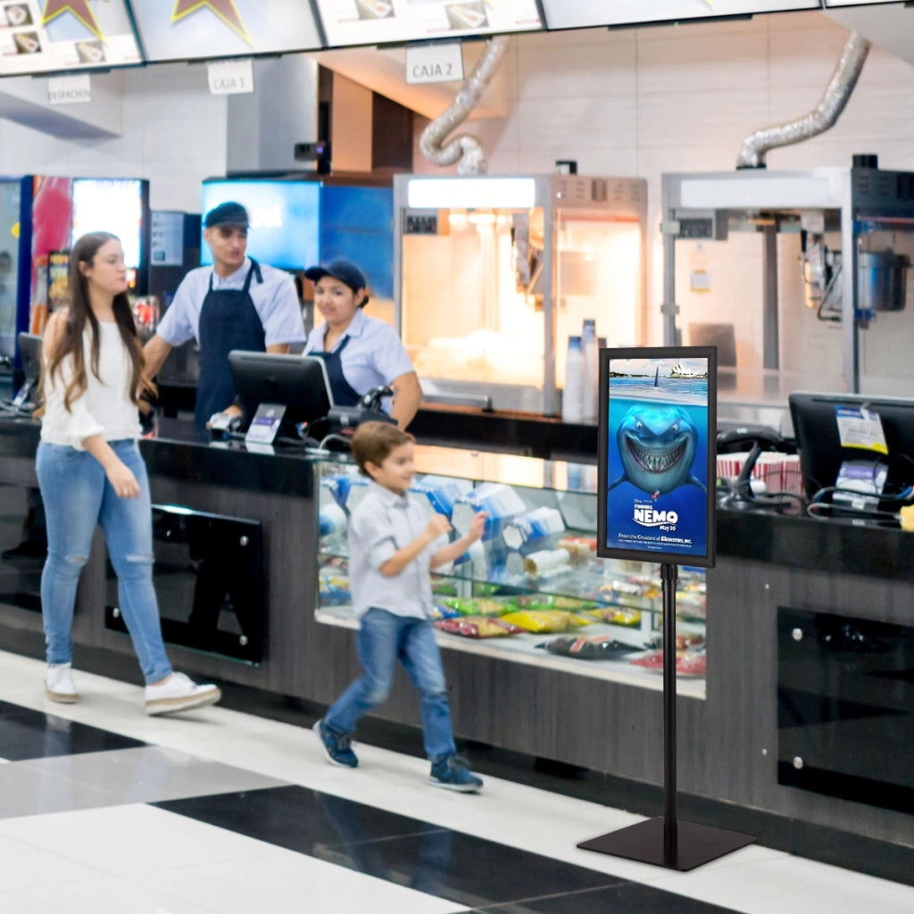 A3 Espositore da terra autoportante poster stand girevole e regolabile-Espositore pubblicitario 78,5 123cm in metallo Nero