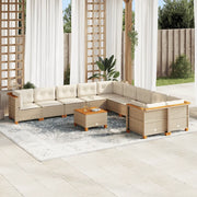Set Divani da Giardino 11 pz con Cuscini Beige in Polyrattan 3262051