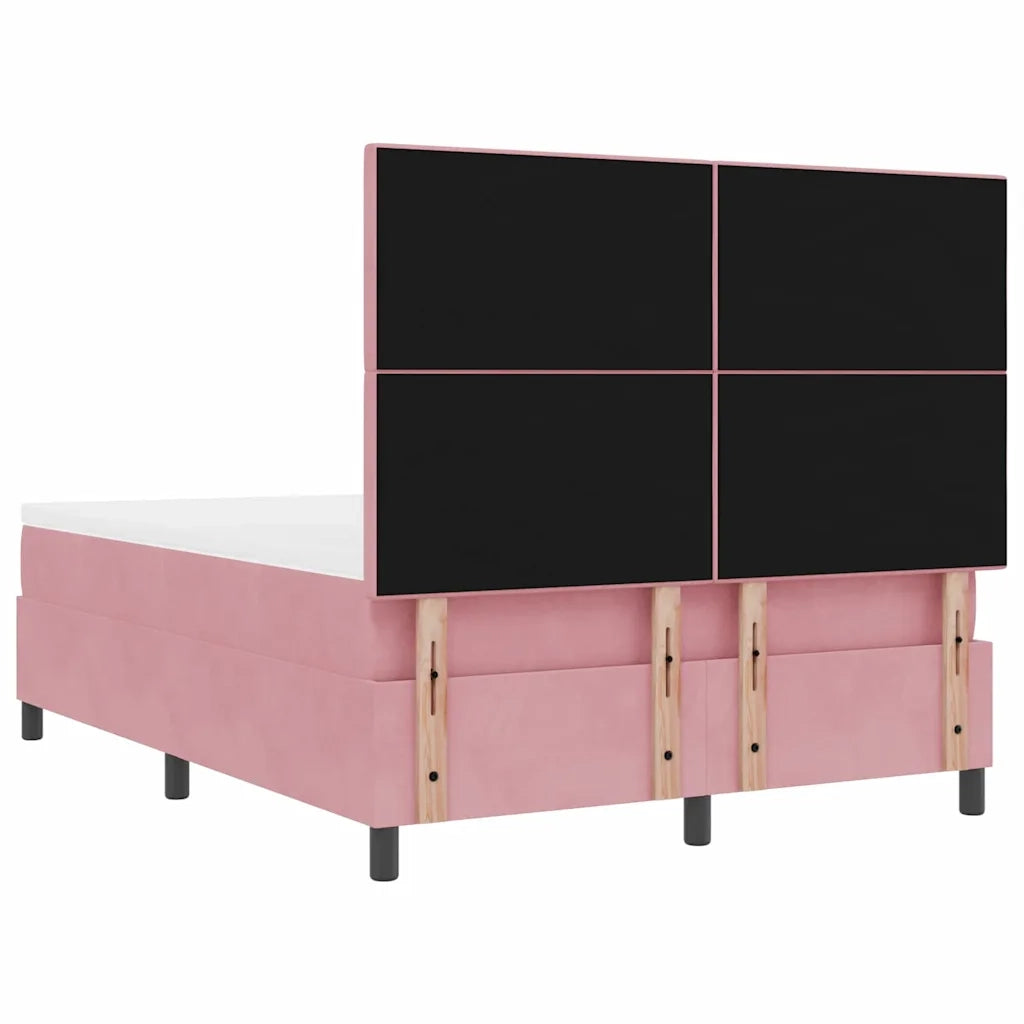 Letto a Sorgente LED con materasso Rosa 140 x 200 cm Velluto 3343321