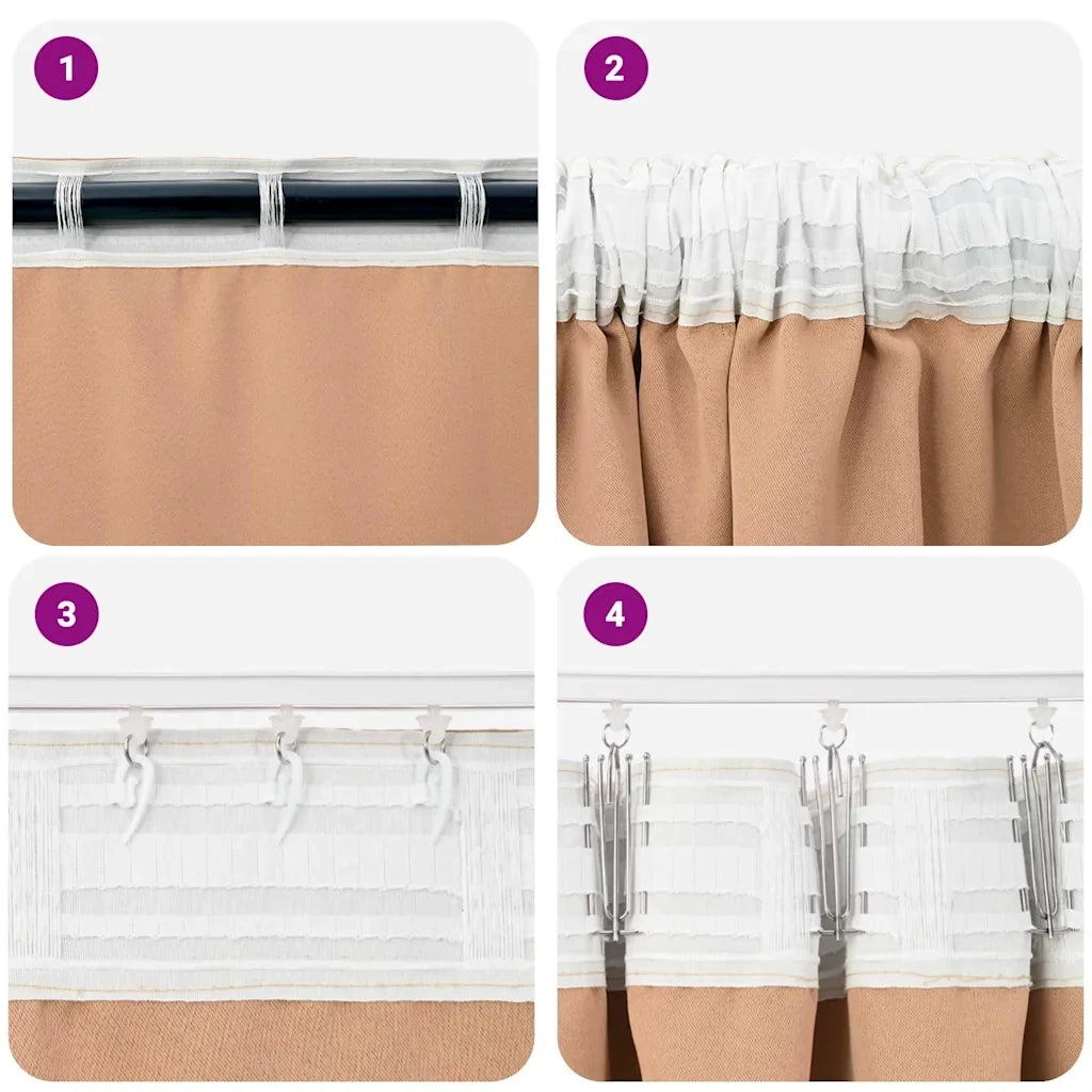 Tende Blackout con Anelli 2 pcs Marrone Chiaro 225 x 140 cm 4107480