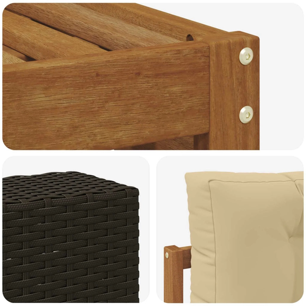 Set di divani da esterno con cuscino 10 pcs Naturale e Beige 3383876