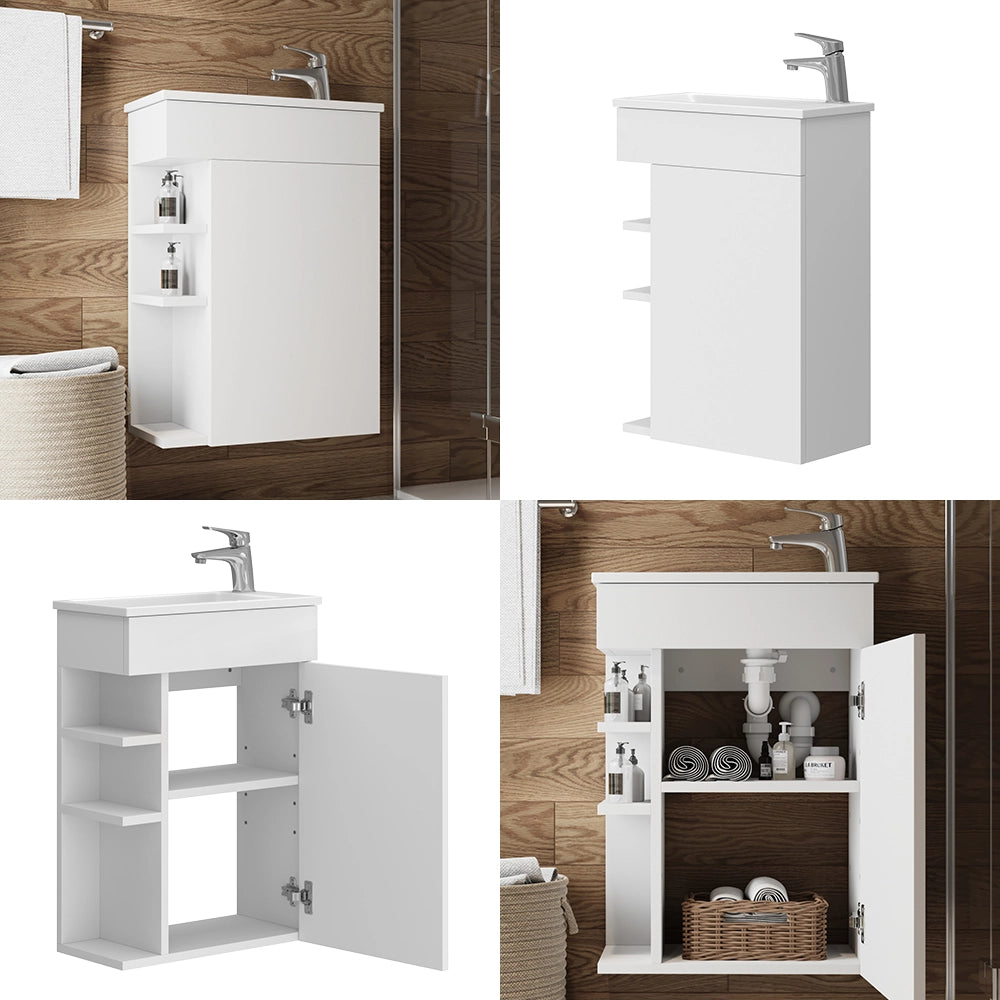 Vicco Set mobili bagno Bianco 2 parti, con lavabo