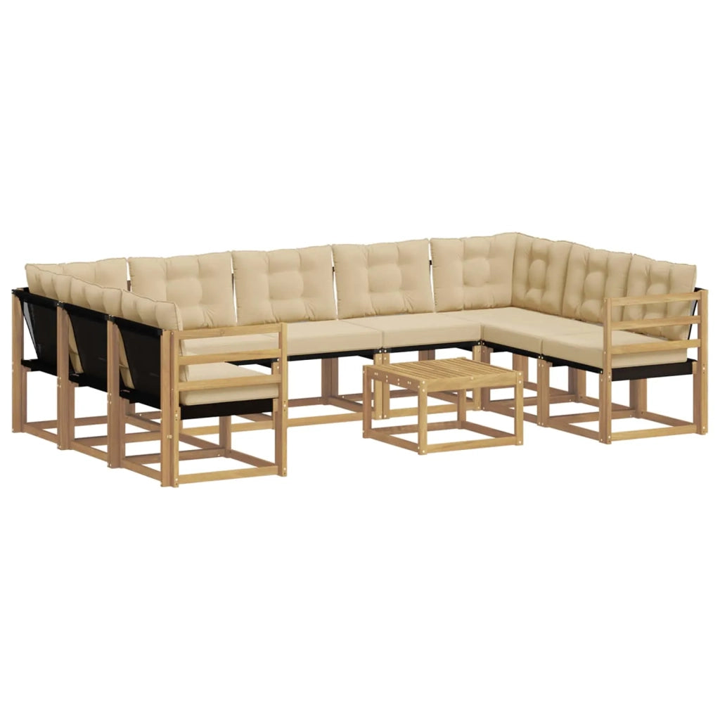 Set di divani da esterno 10 pz Bianco e Beige 3389875