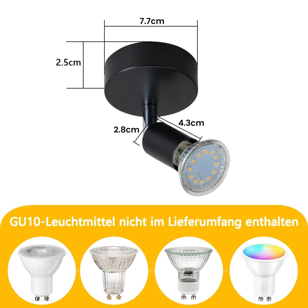 ZMH Faretto da soffitto neri GU10 rotanti 350° paralume metallo tessuto max 40W per interni