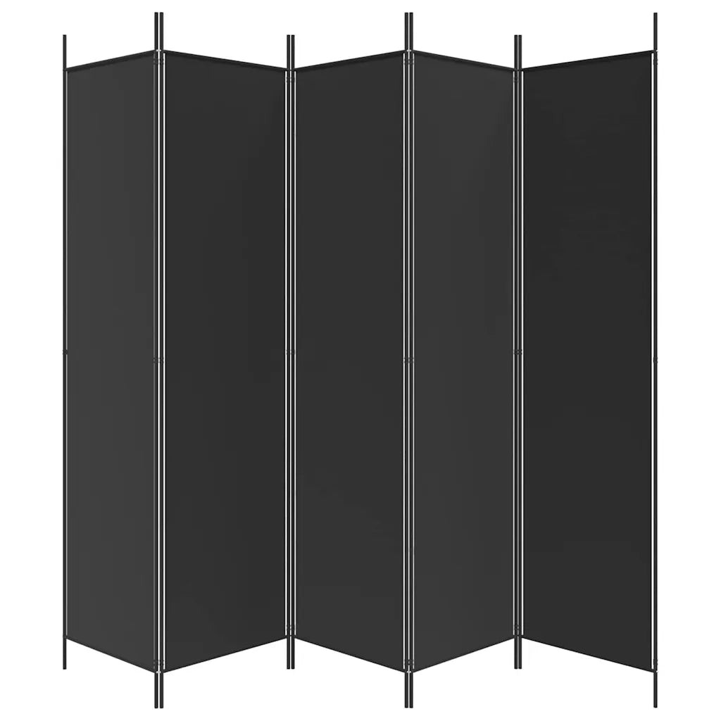 Divisorio 5 Pannelli-Set di 5 pannelli Paravento Nero 250x200 cm Tessuto