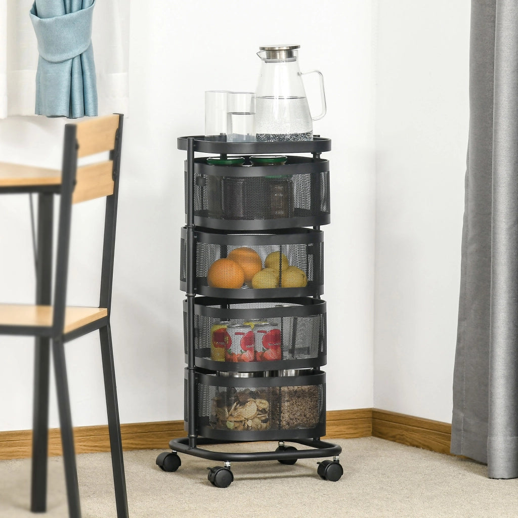 Carrello Multilivello con Cestelli ¨C Minimal ¨C 33x33x77 cm Nero