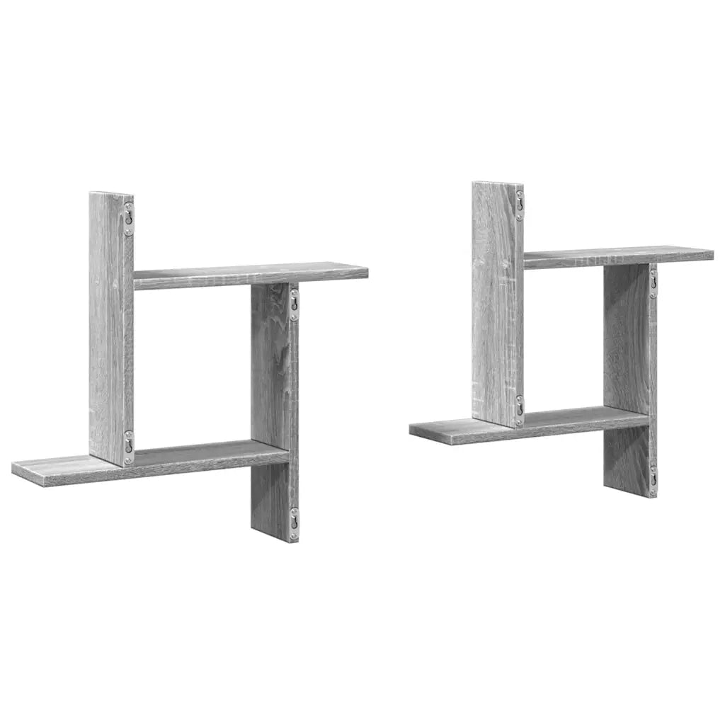 2 pz Mensole a Parete | Scaffale Parete | Ripiano a parete Grigio Sonoma 50x12x50 cm in Truciolato