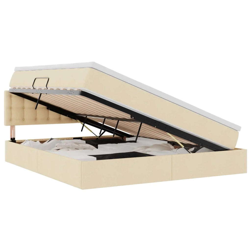 Letto con contenitore e materasso Crema 180 x 200 cm