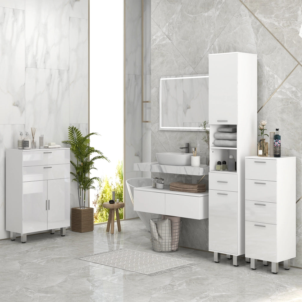 Mobiletto Bagno con 4 Cassetti ¨C Xylo ¨C Truciolato Bianco 30x30x93 cm
