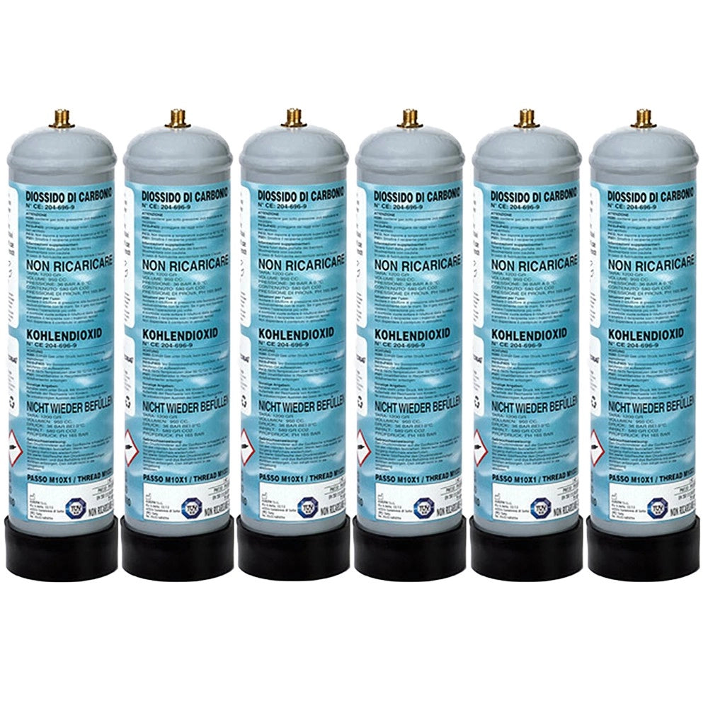 Bombola Co2 usa e getta da 600gr - Set da 6 Pezzi