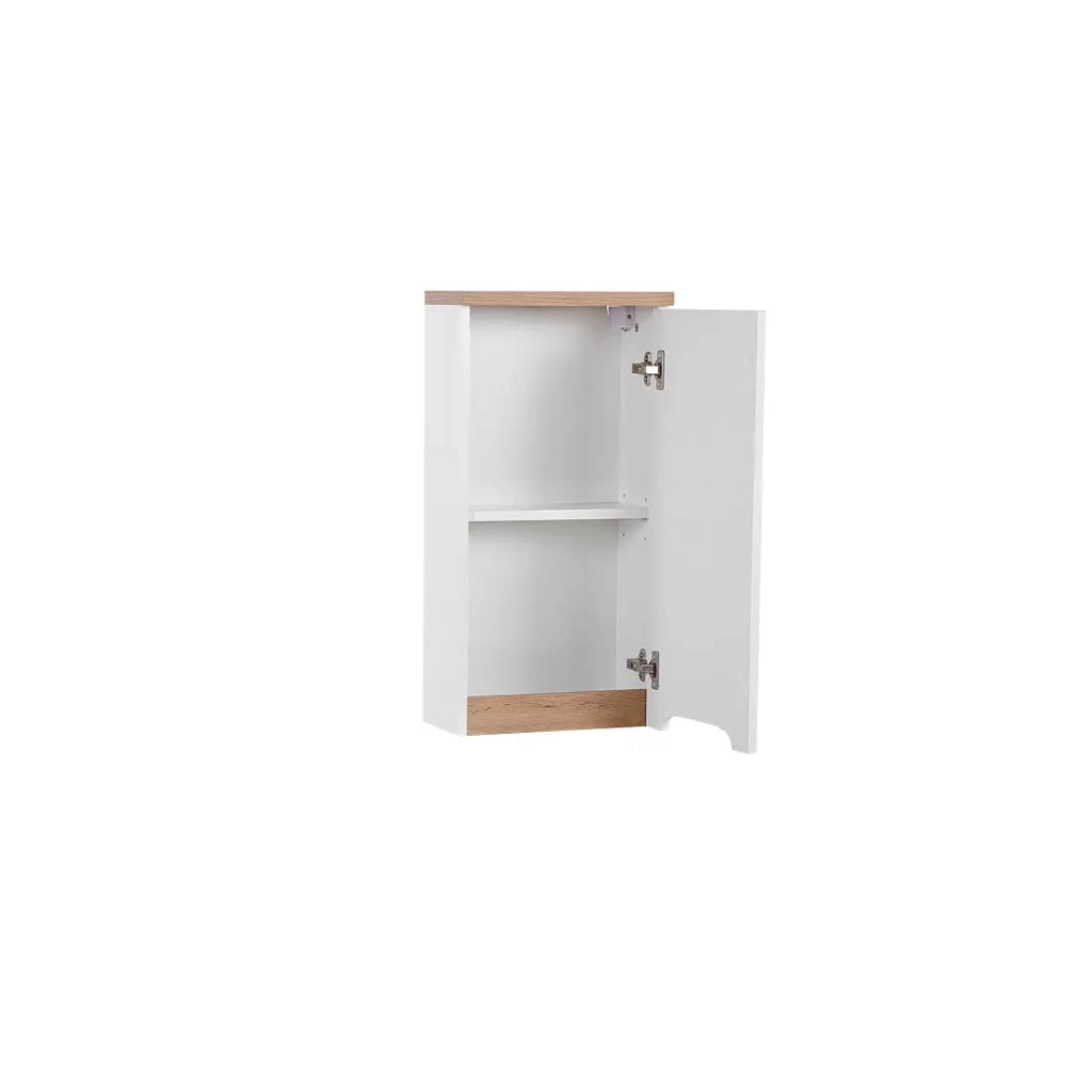 Mobile da bagno ERMANO - Rovere chiaro e bianco lucido - 35x70 cm - 1 porta - Da appendere