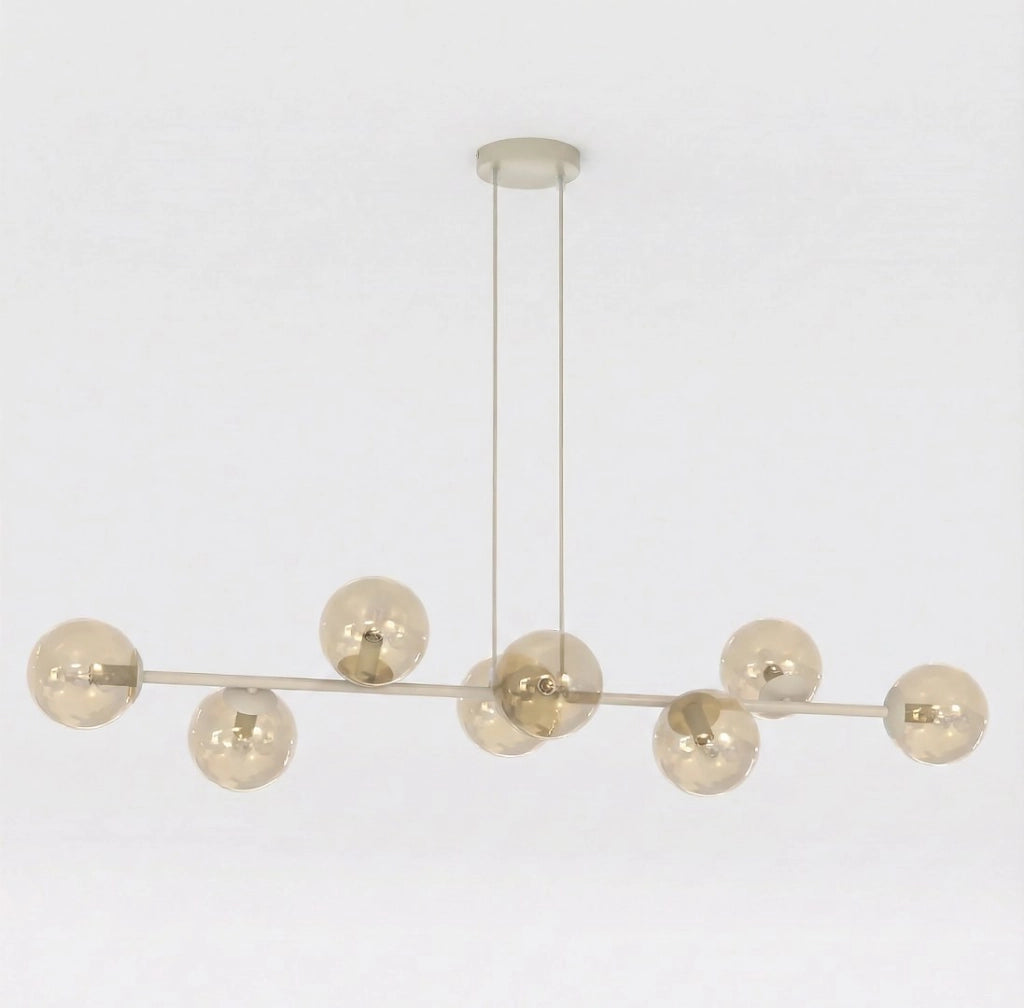 Lampada a sospensione Magnus 8xE14 vetro beige Emibig