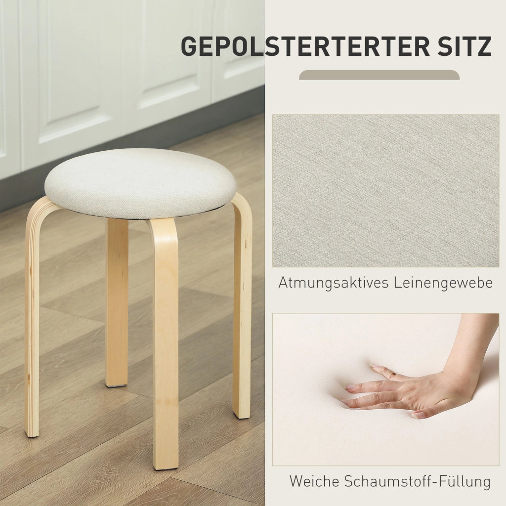 Pouf Imbottito 4 Pezzi ¨C zephmum ¨C Legno, Cremewei?